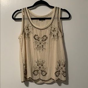 Sequin scalloped tank